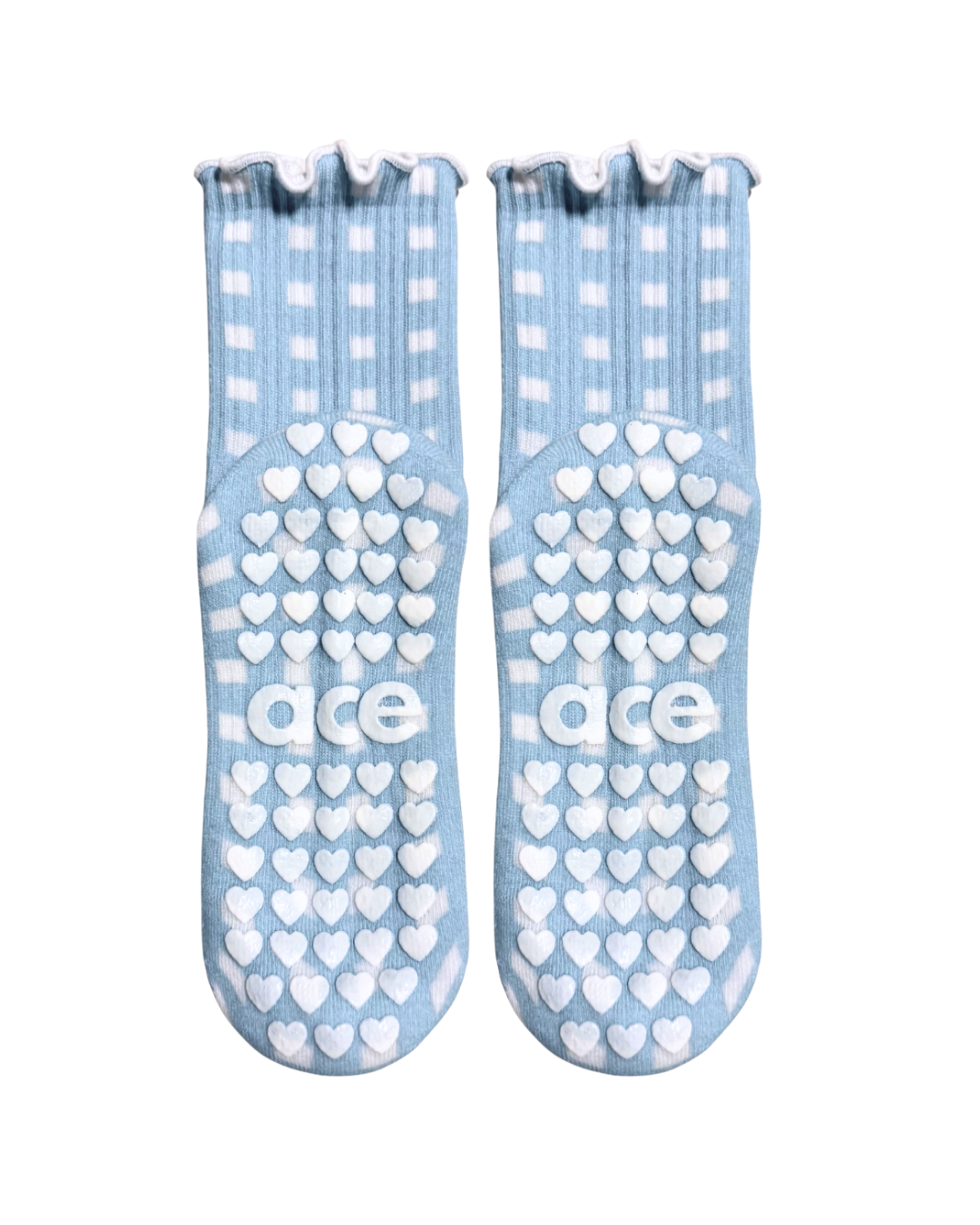 Blue Gingham Grip Sock
