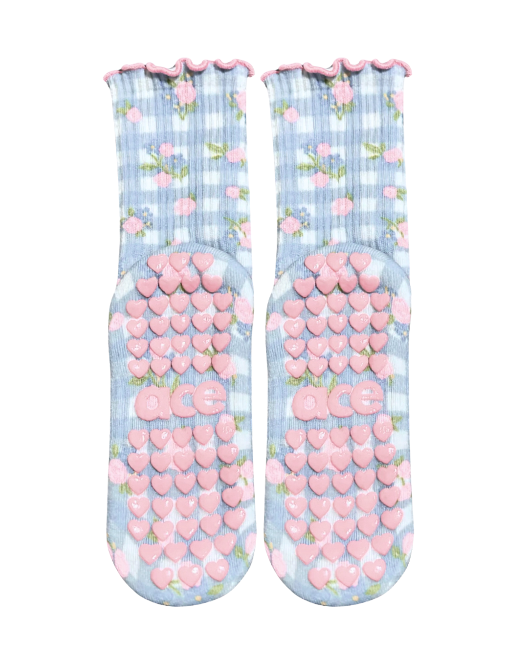 Floral Gingham Grip Sock