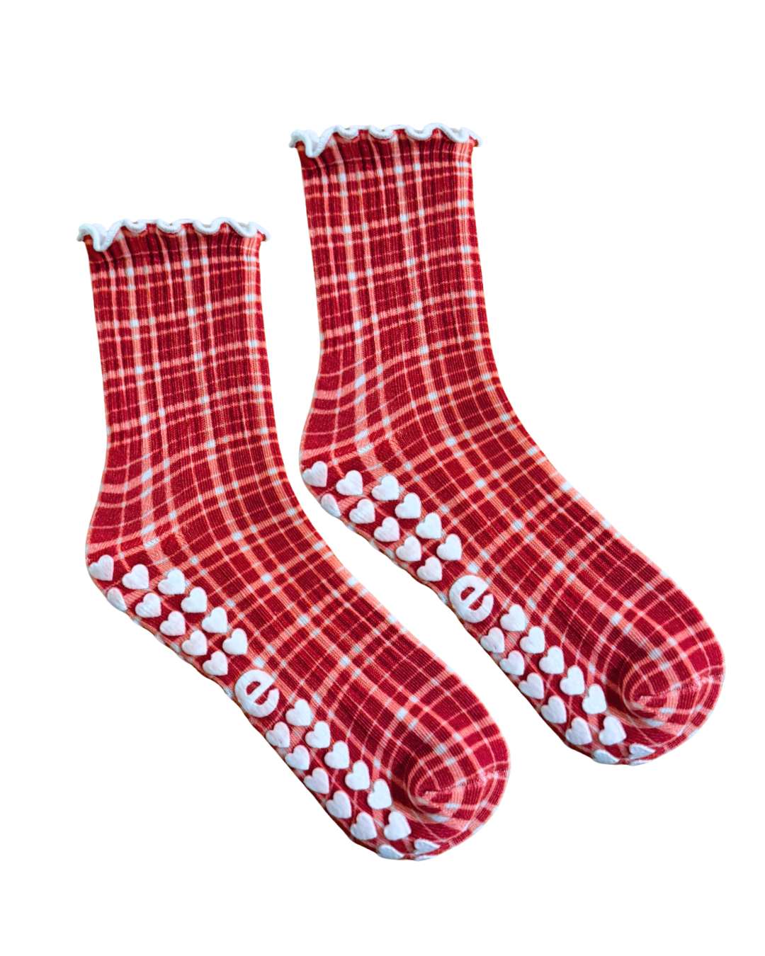 Red Plaid Grip Sock