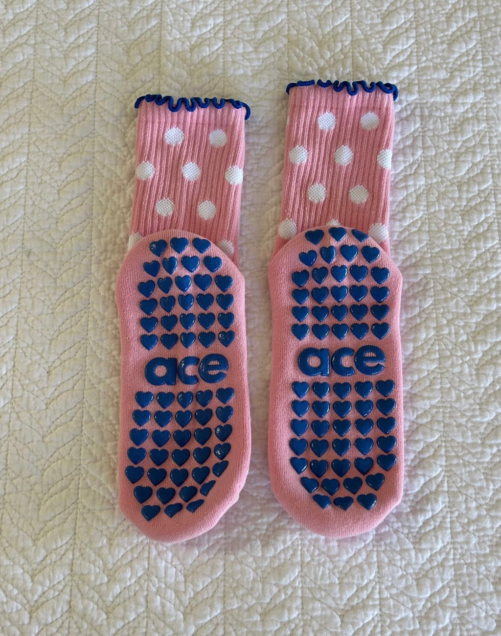 Pink Polka Dot Grip Sock