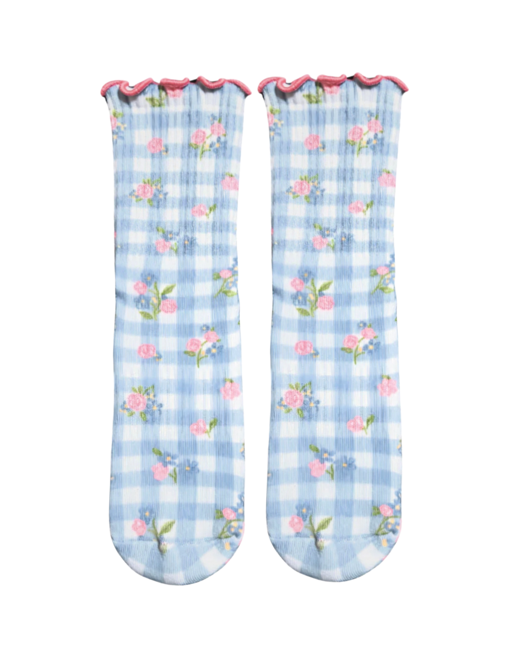 Floral Gingham Grip Sock
