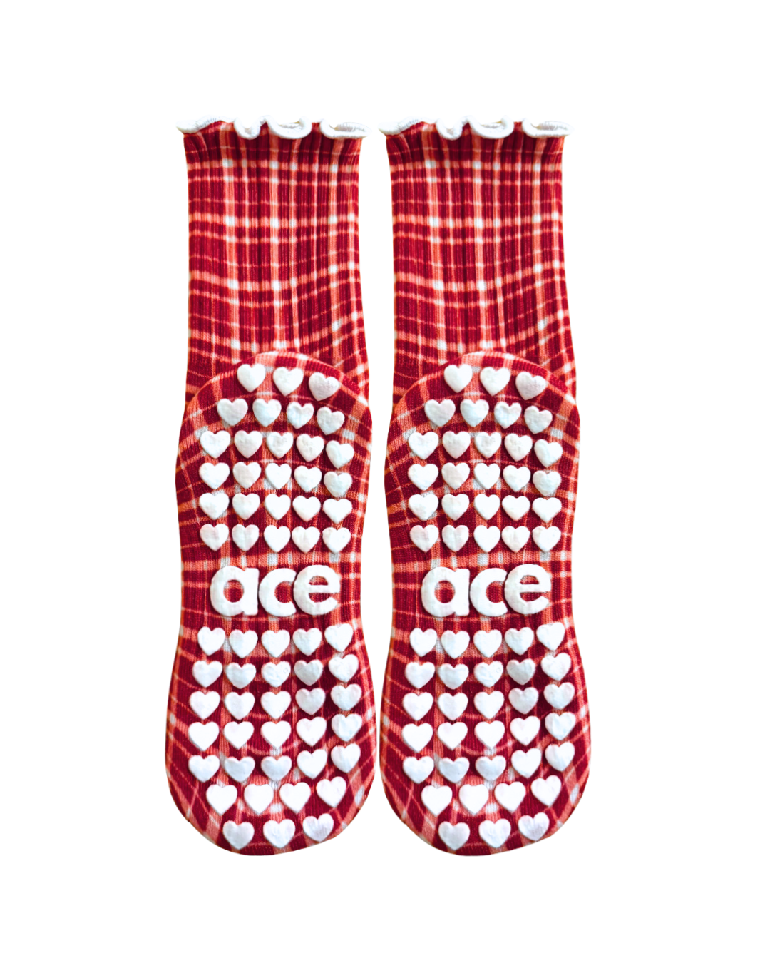 Red Plaid Grip Sock