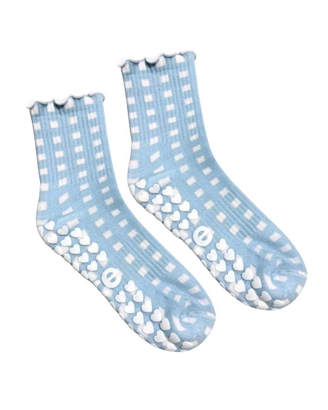 Blue Gingham Grip Sock