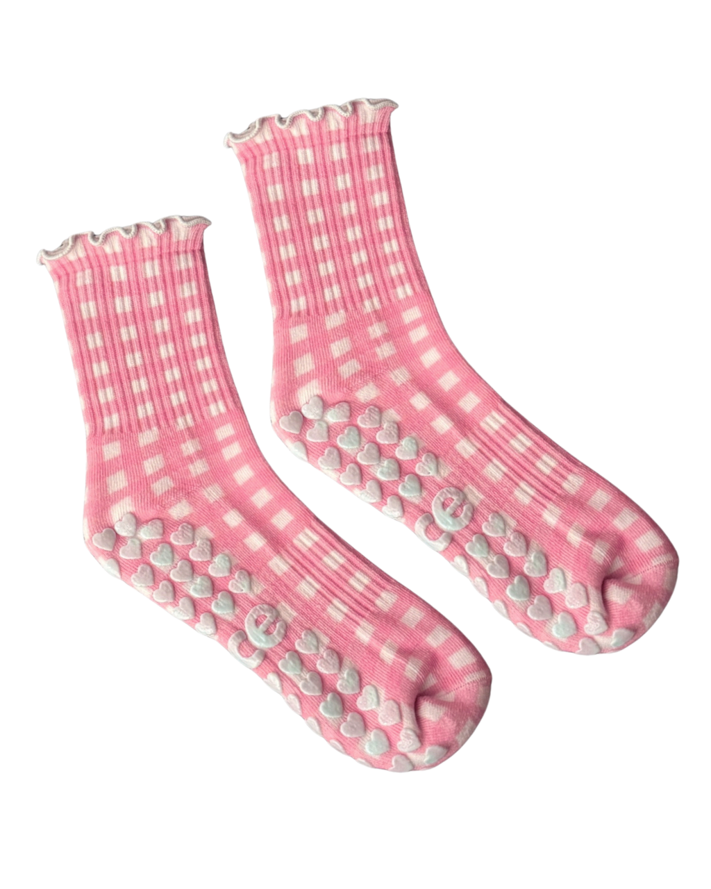 Gingham Grip Sock Pink/Blue
