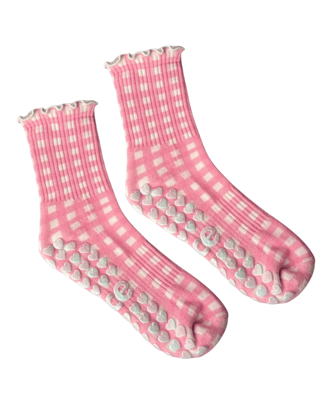 Gingham Grip Sock Pink/Blue
