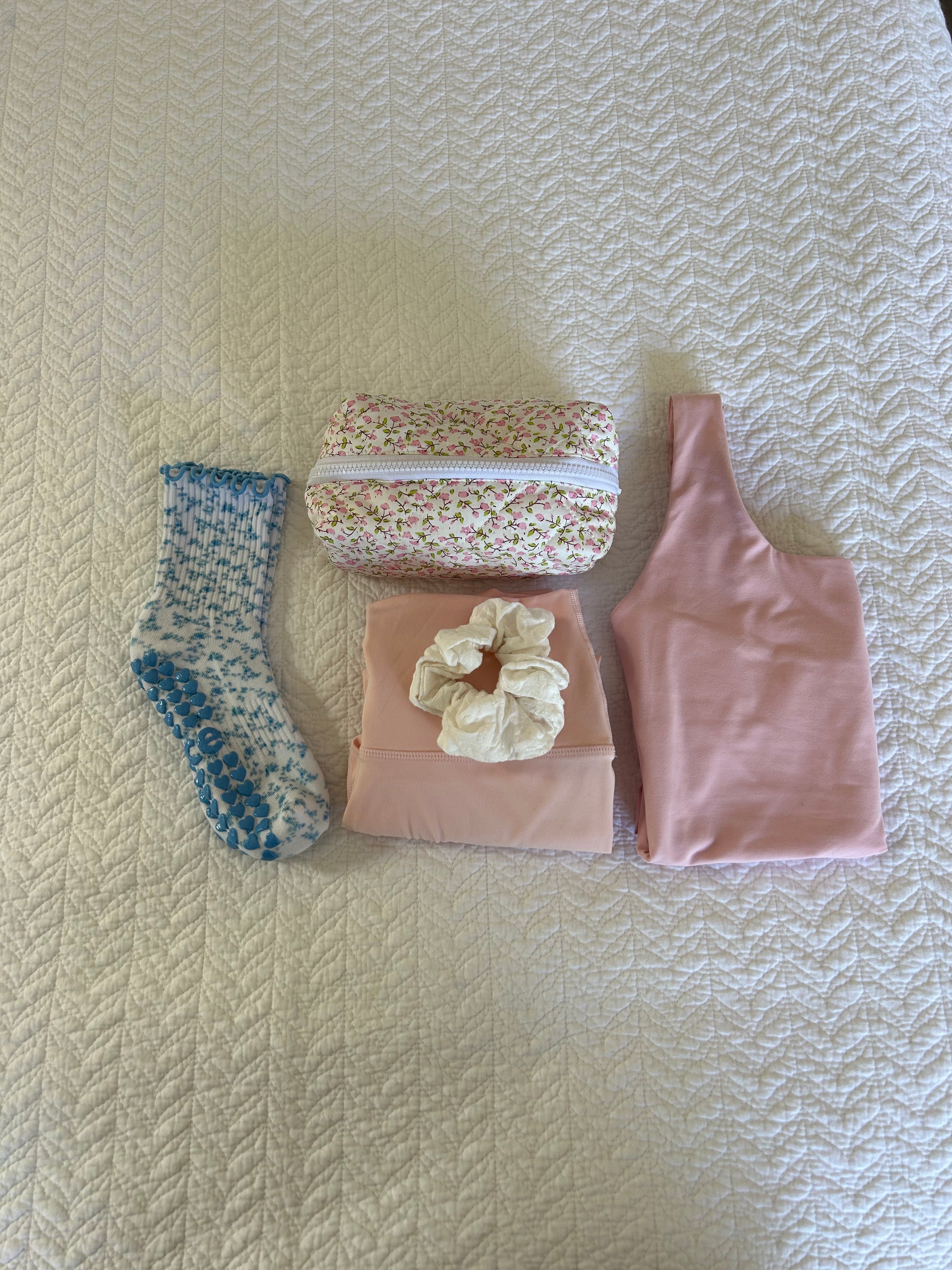 Blue Floral Grip Sock