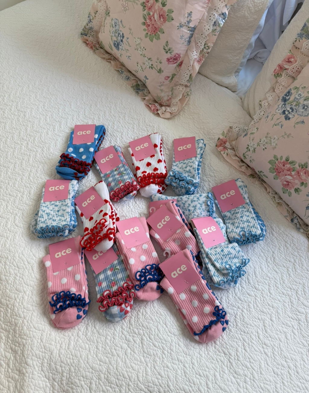 Pink Polka Dot Grip Sock