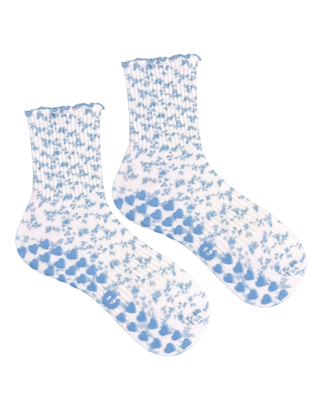 Blue Floral Grip Sock