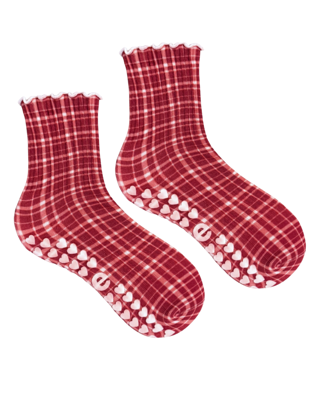 Red Plaid Grip Sock