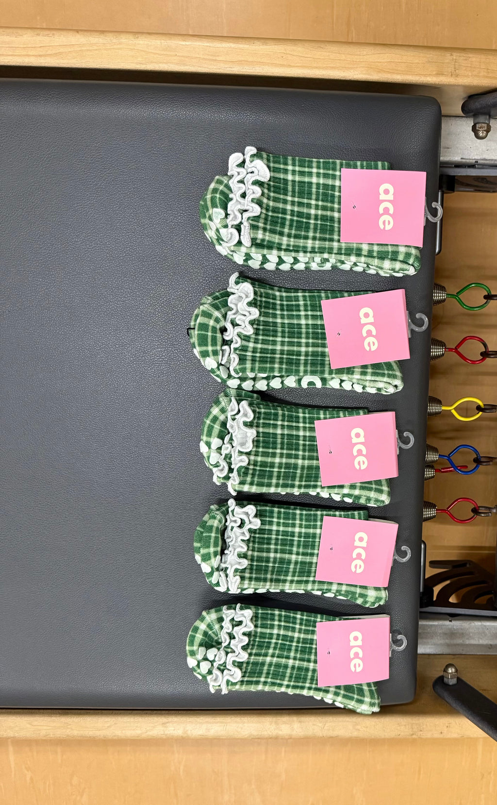 Green Plaid Grip Sock