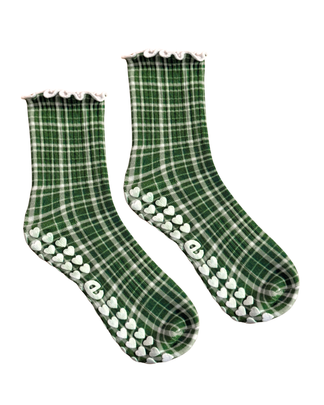 Green Plaid Grip Sock