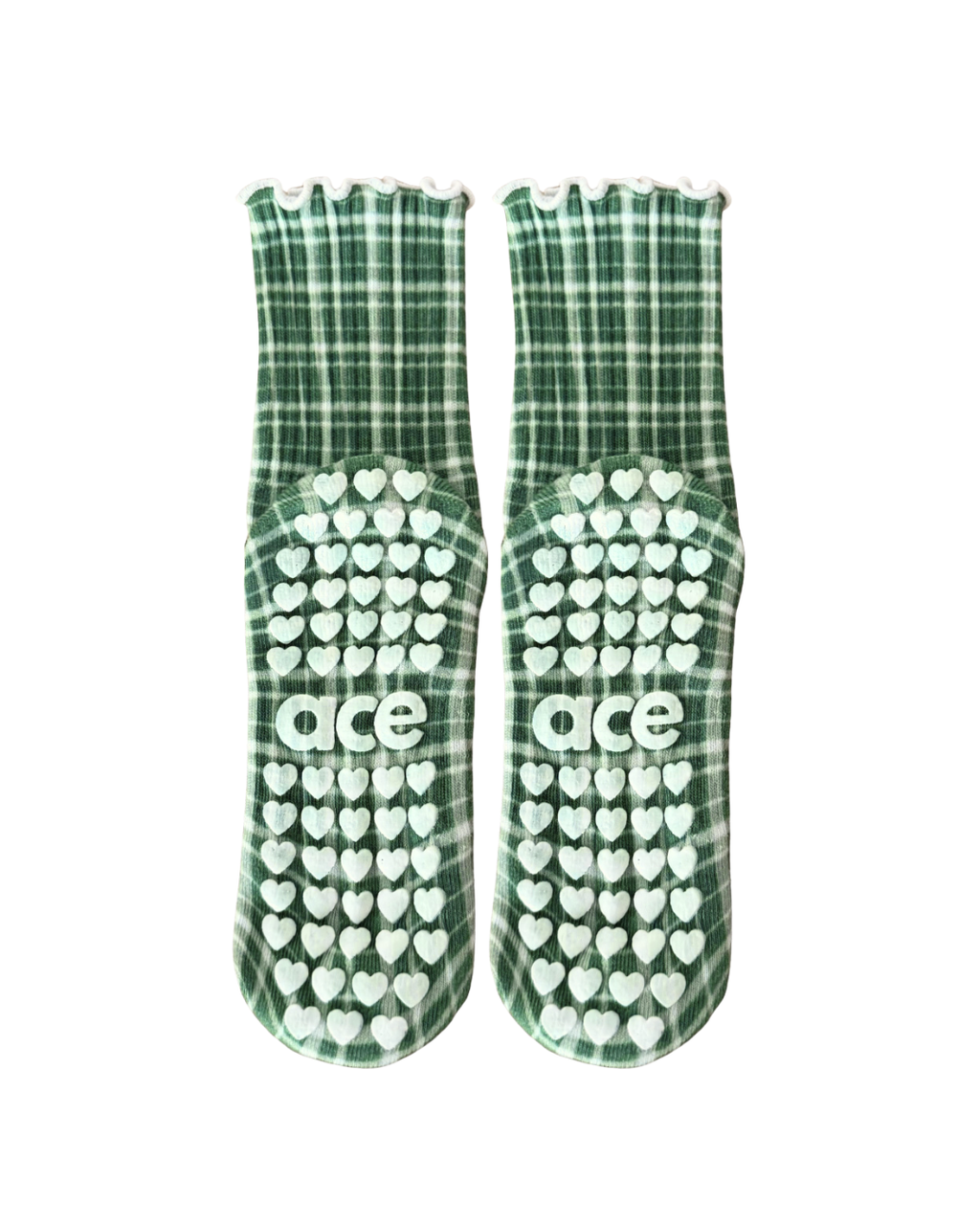 Green Plaid Grip Sock