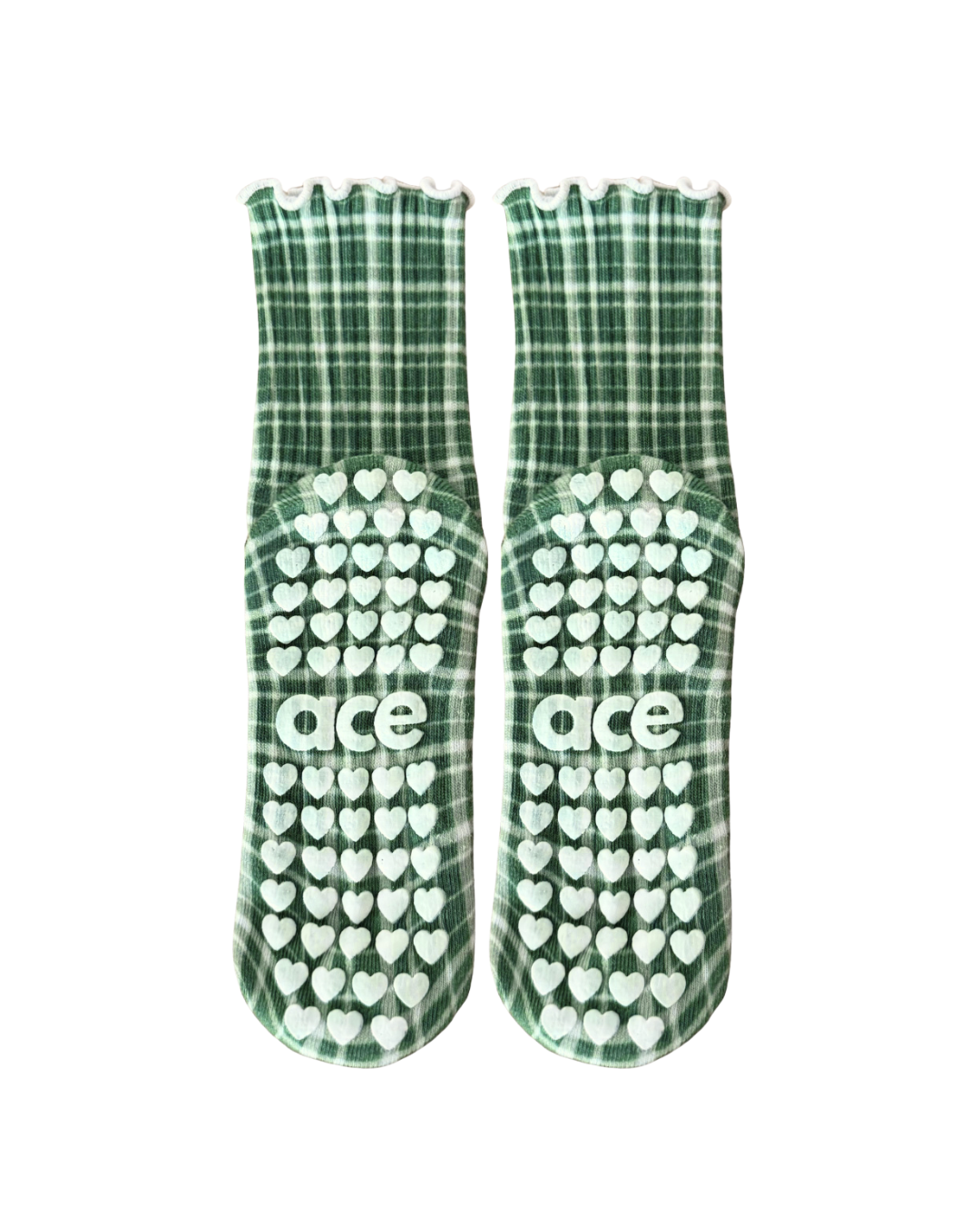 Green Plaid Grip Sock