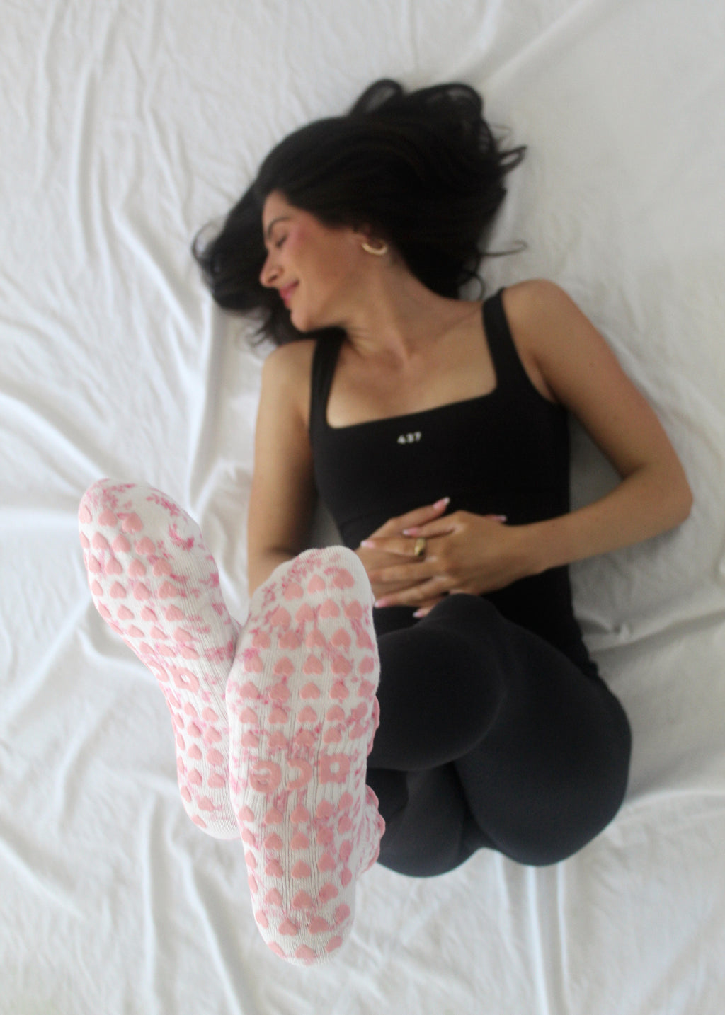 Pink Floral Grip Sock