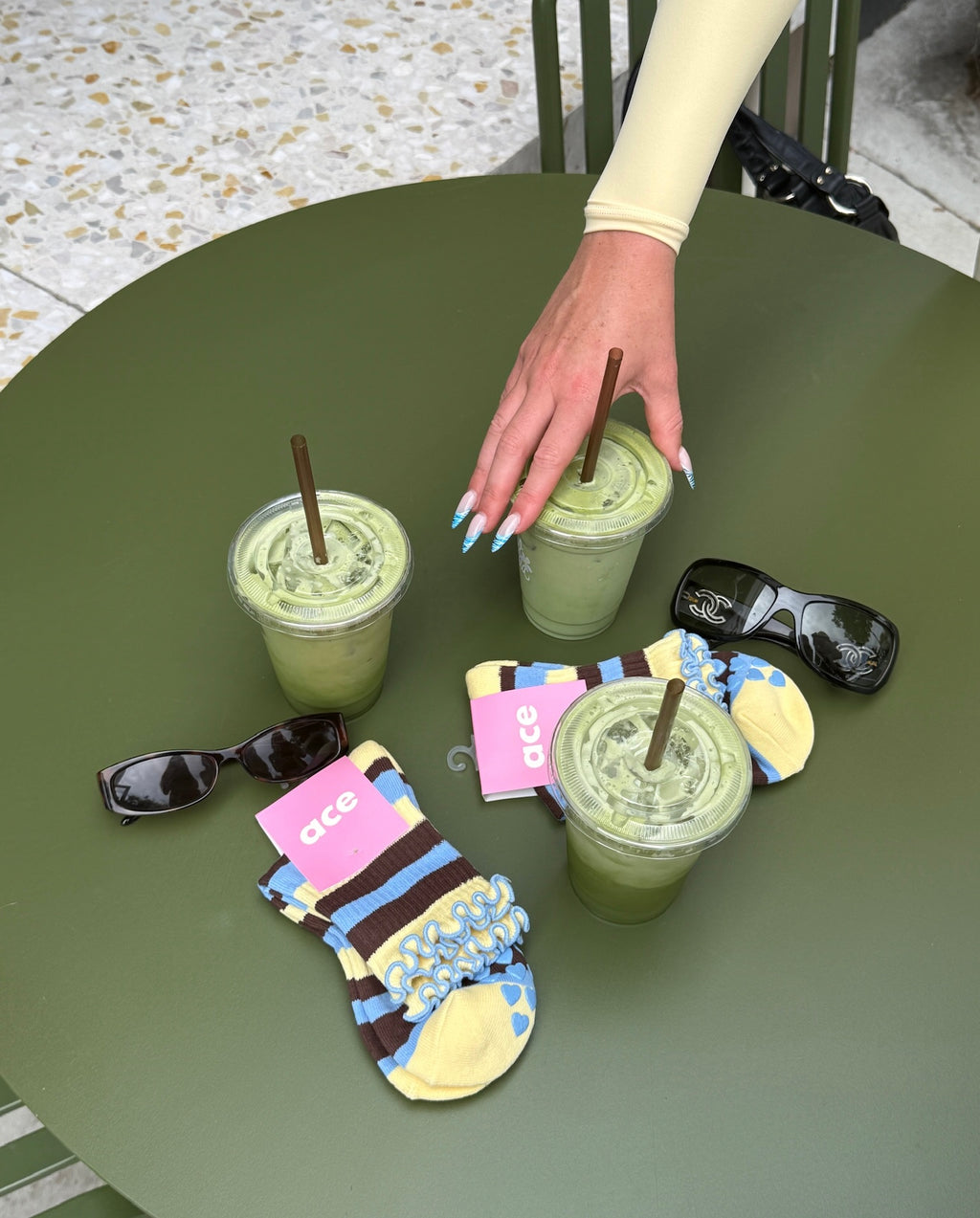Yellow Multi Stripe Grip Sock