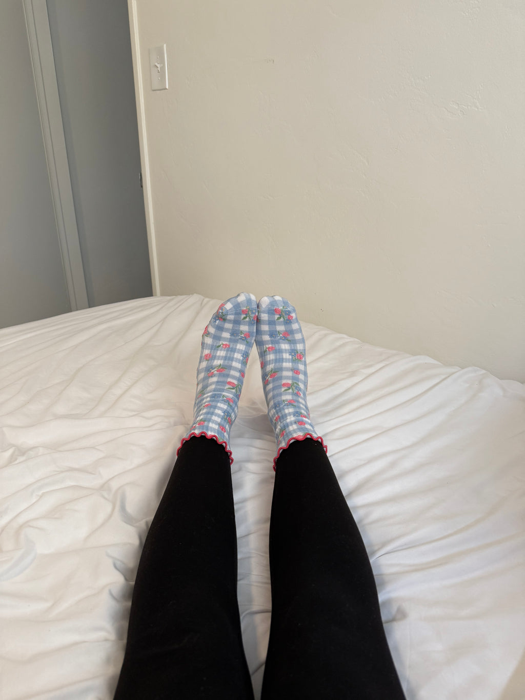 Floral Gingham Grip Sock