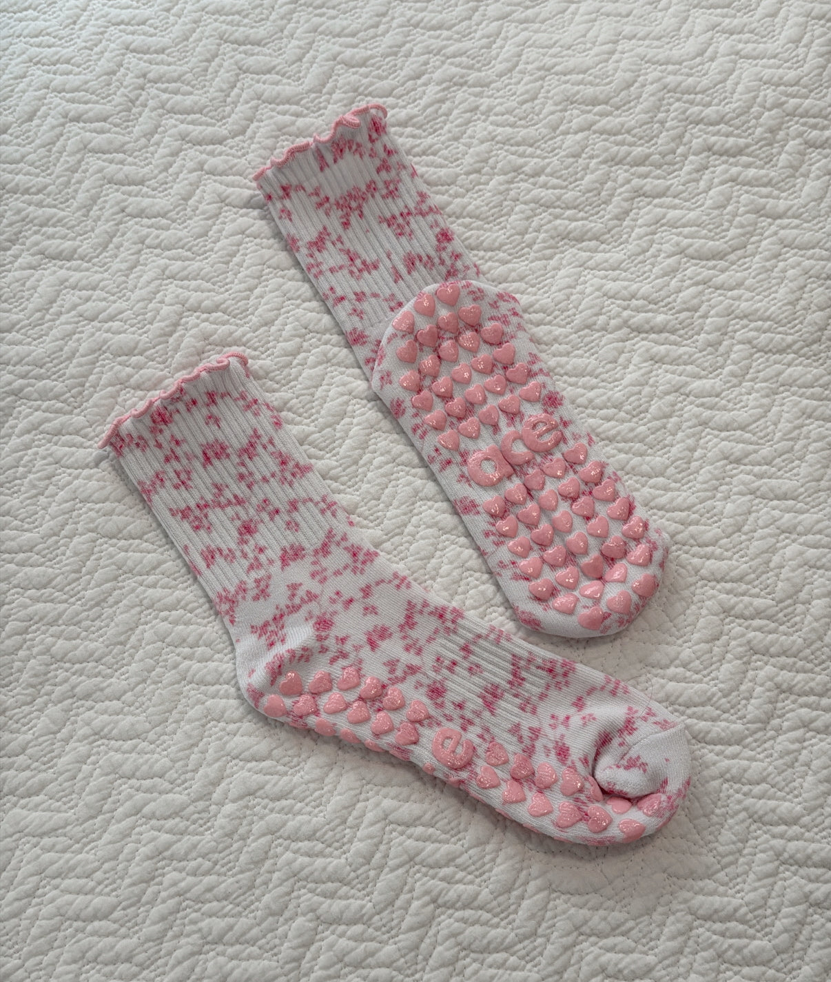 Pink Floral Grip Sock