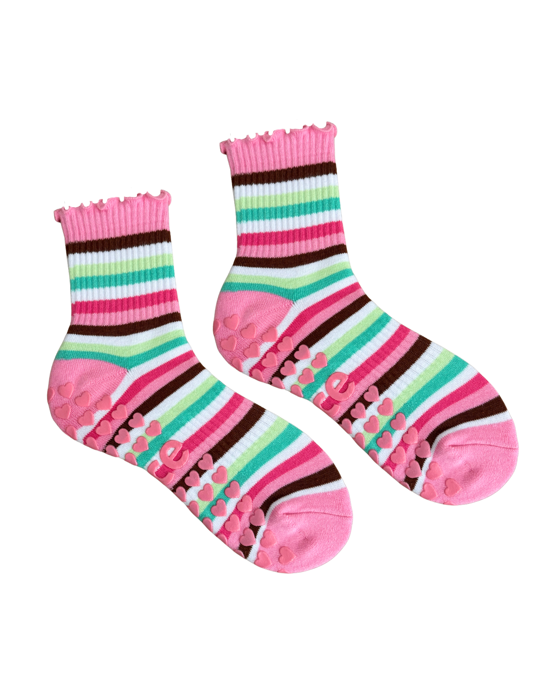 Pink Multi Stripe Grip Sock