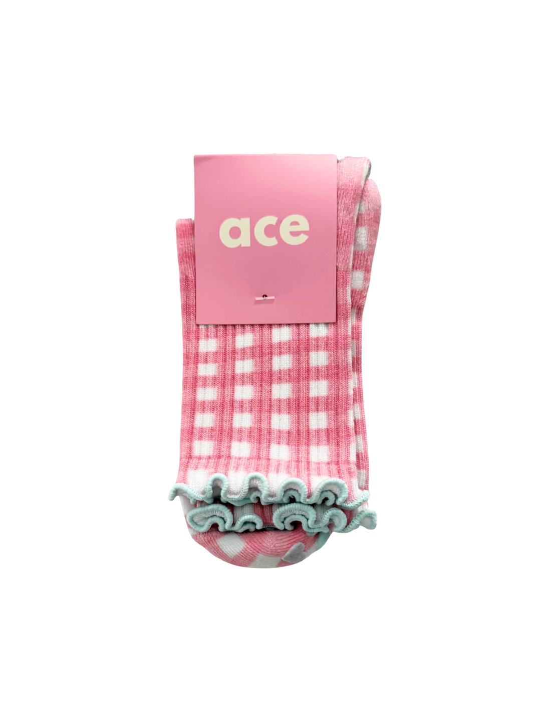 Gingham Grip Sock Pink/Blue