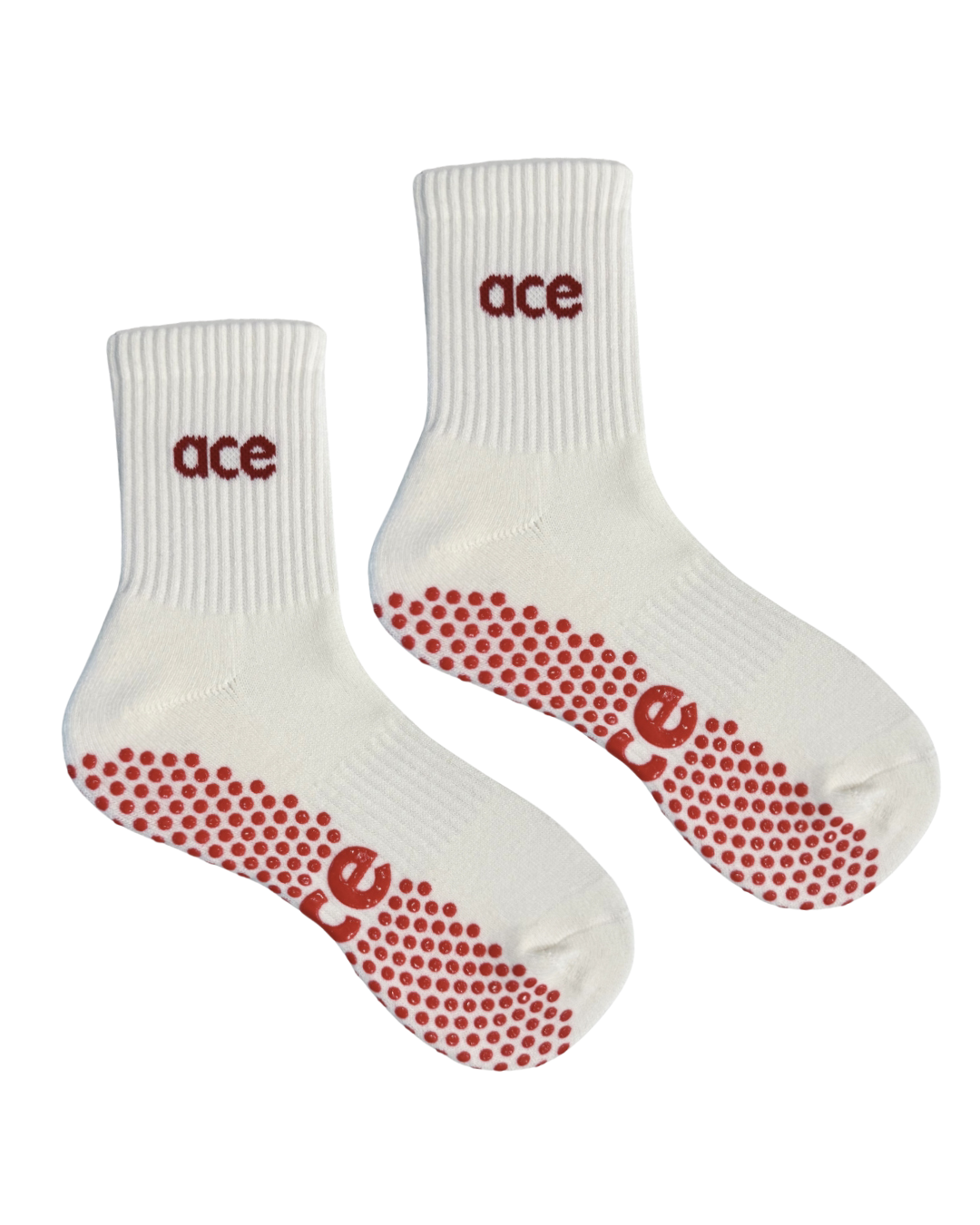 Cream & Red Ace Grip Socks